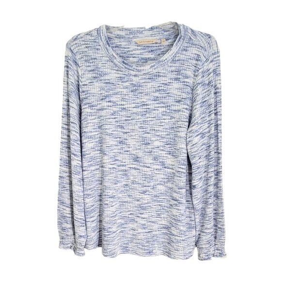 Soft Surroundings Womens Blue Heathered Ribbed Knit Pullover Sweater Size L‎ - Picture 1 of 8